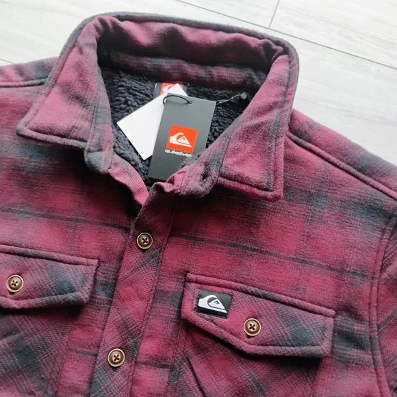 QUIKSILVER NEW Gideon Cold Days Sherpa Lined Flannel Shirt Jacket - Picture 5 of 12